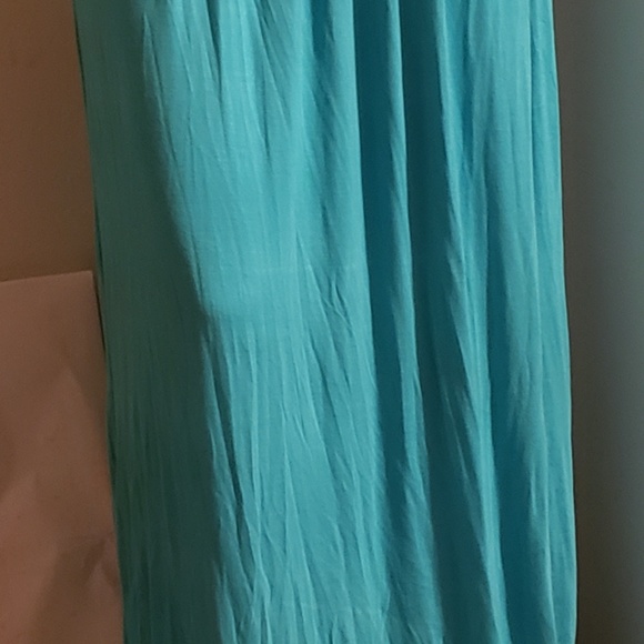 Plus size Maxi skirt. Aqua Green No pockets. Elastic waistband - Picture 4 of 7